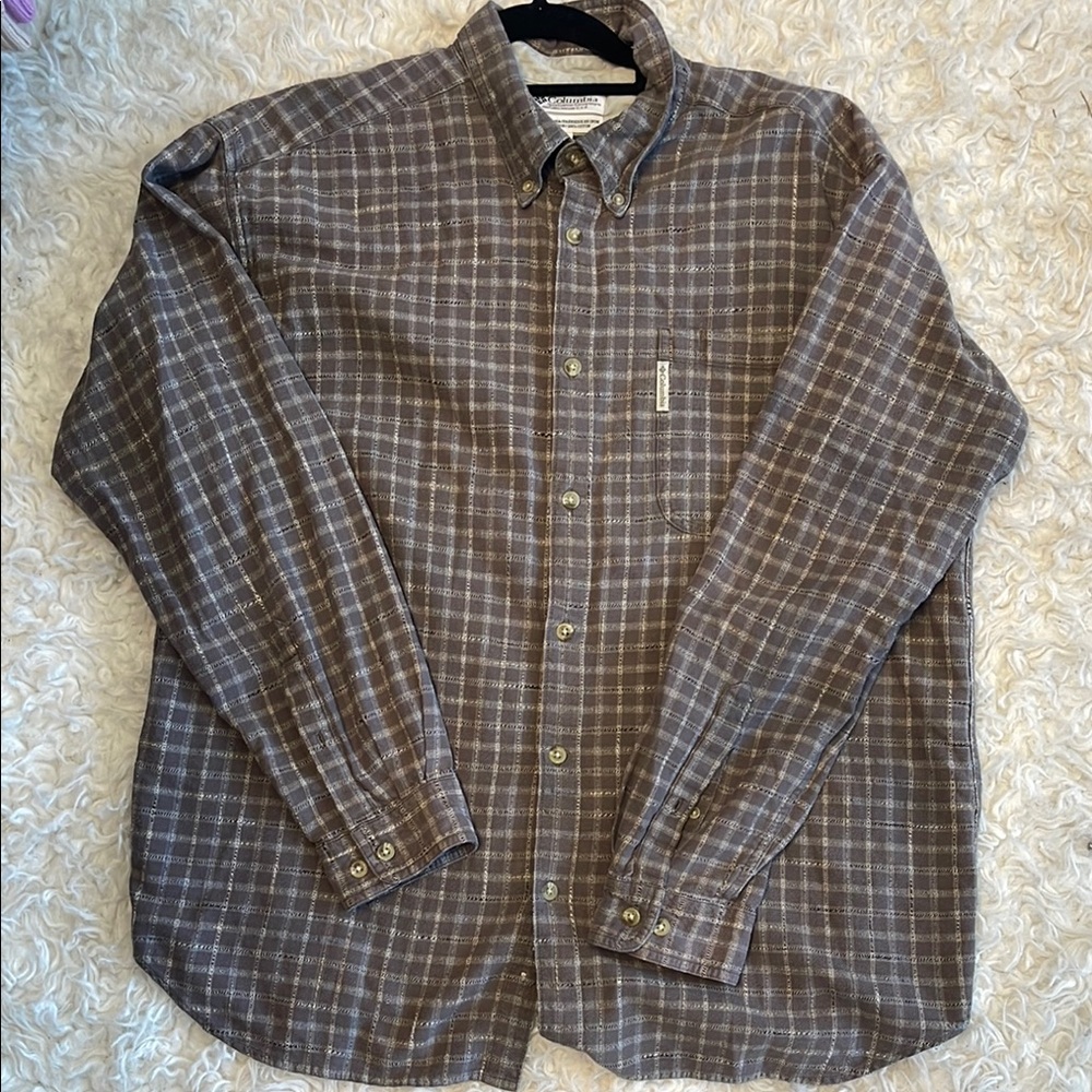 Columbia 💯 cotton Brown Plaid Shirt